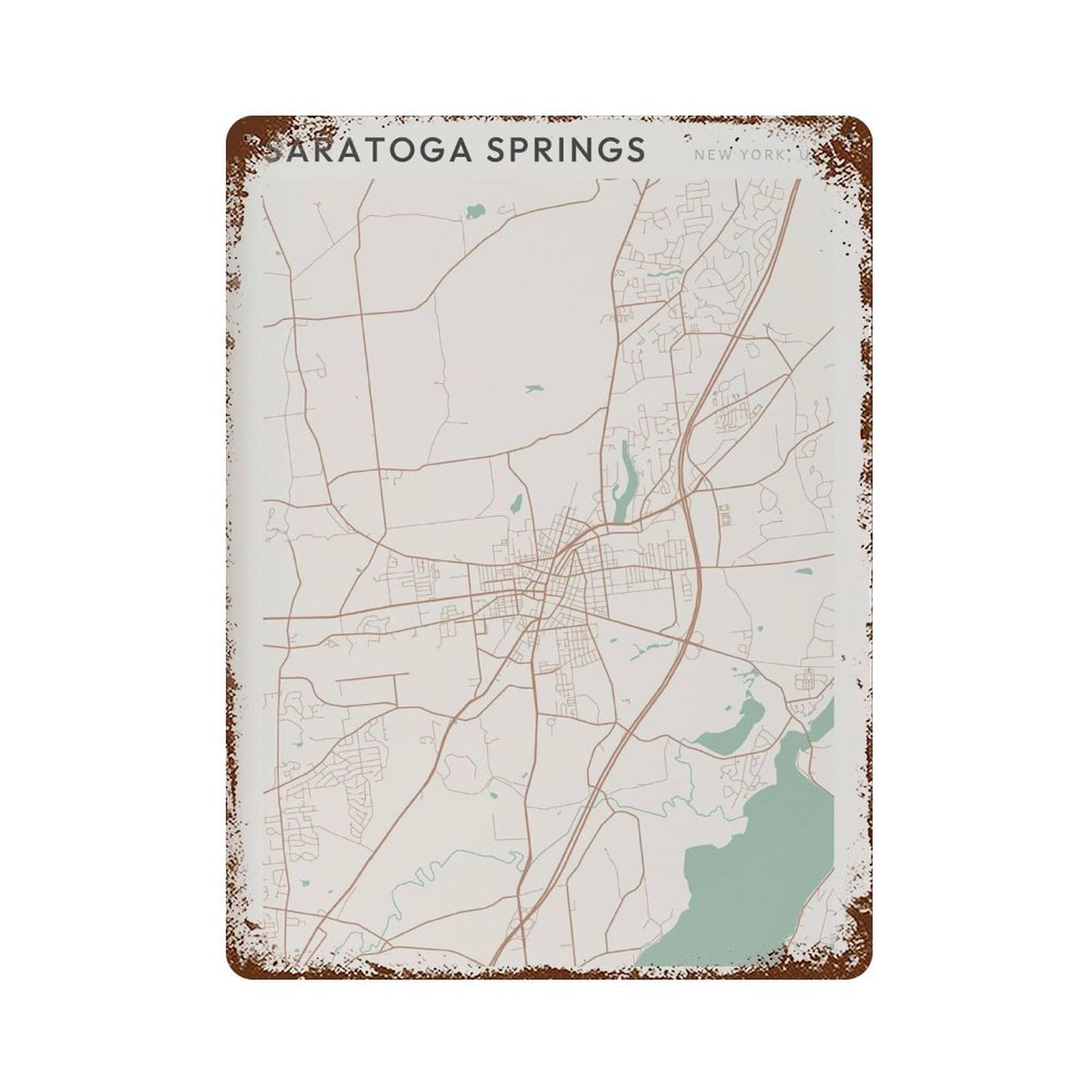 xiaoxiaoshen Saratoga Springs Map New York Scandi Wall Decor Art Metal Tin Poster Modern Home Decor Art Home Bar Shop Decorations Vintage Sign 40x30cm
