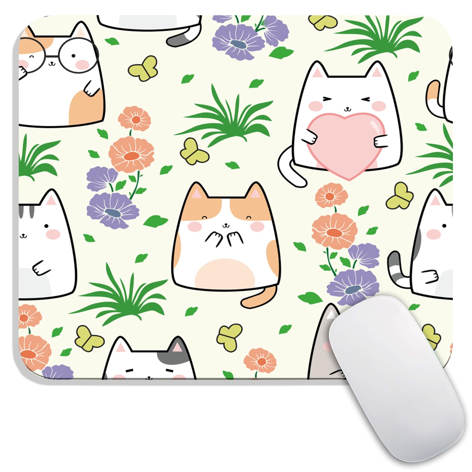 Photo 1 of Armanza Square Mouse Pad Cute Cat, Personalized Premium-Textured Custom Mouse Mat Design, Washable Mousepad Cloth, Non-Slip Rubber Base Computer Mouse Pads for Wireless Mouse