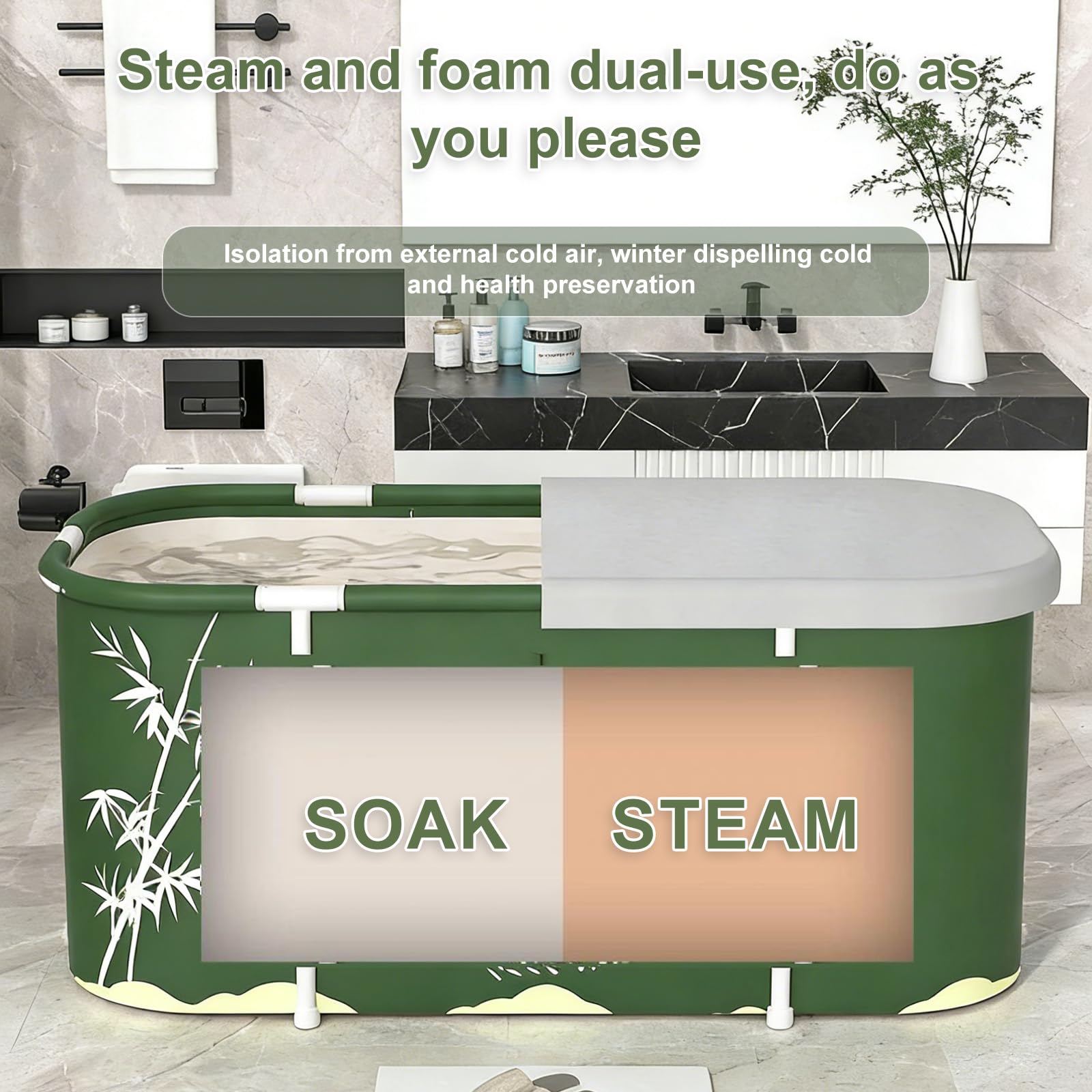 Baignoire pliable portable pour adultes, baignoire familiale pour petite salle de bain, grande baignoire épaisse à plusieurs couches, baignoire pour douche chaude et bain de glace (60 cm x 115 cm x 50