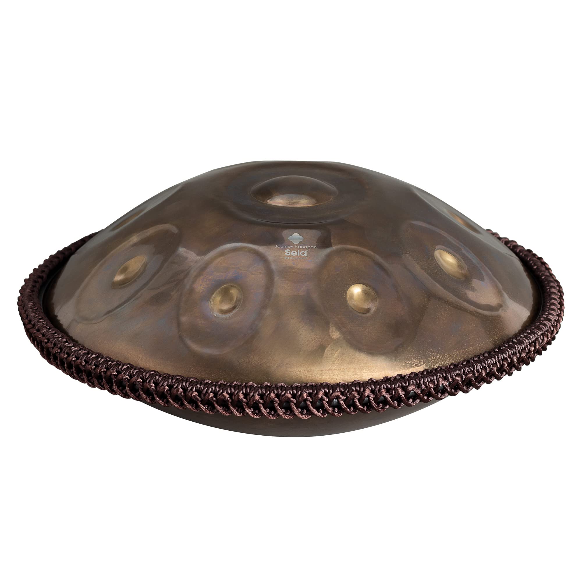 Sela Journey F# Handpan intégral en format voyage I Fait main de qualité supérieure I Instrument de percussion en acier inoxydable – Avec sac rembourré I Pantam SE 305 Acier inoxydable Mirror Gold