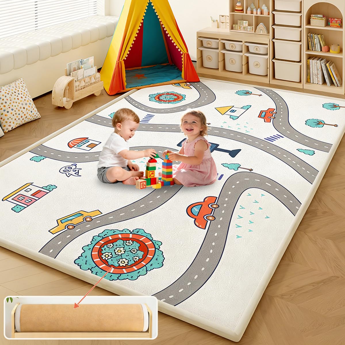 Tappeto Gioco Bambini Acolchado 2.5 cm Extra Spesso, Antiscivolo, Ideale per Pavimenti e Box Neonato, Palestra Neonati, Tappeto Tummy Time Neonati 180 x 280 cm