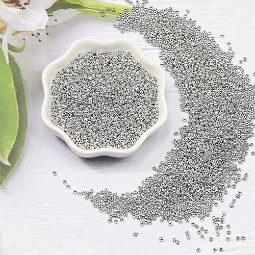 Miniatura 7 de Tamaño 120 - Cuentas de semillas de vidrio para manualidades de 0.079 in, cuentas negras para fabricación de joyas (en total alrededor de 3.53