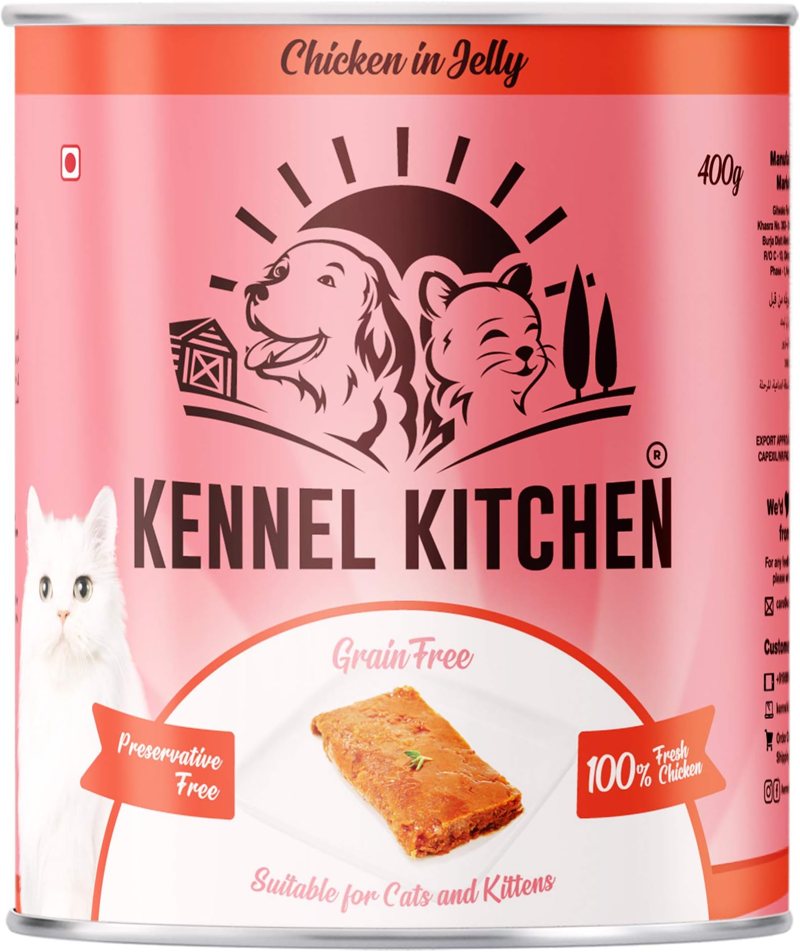 Kennel Kitchen Chicken in Jelly, 400g (Pack of 2) Wet Cat Food for Adult Cat and Kitten