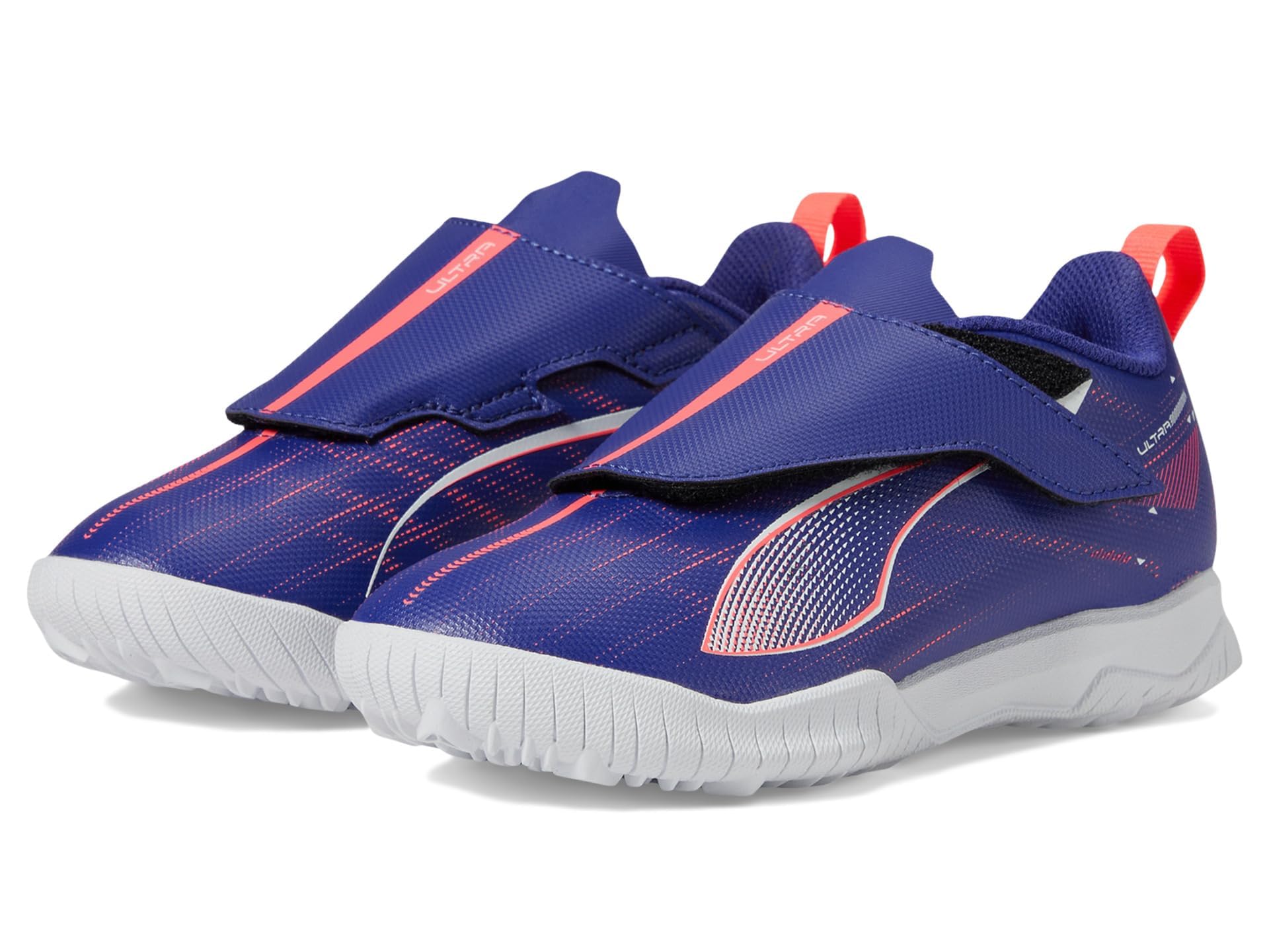 PUMA Ultra Play Hook and Loop Turf Training Sneaker, Lapis Lazuli White-Sunset Glow, 4.5 US Unisex Little Kid