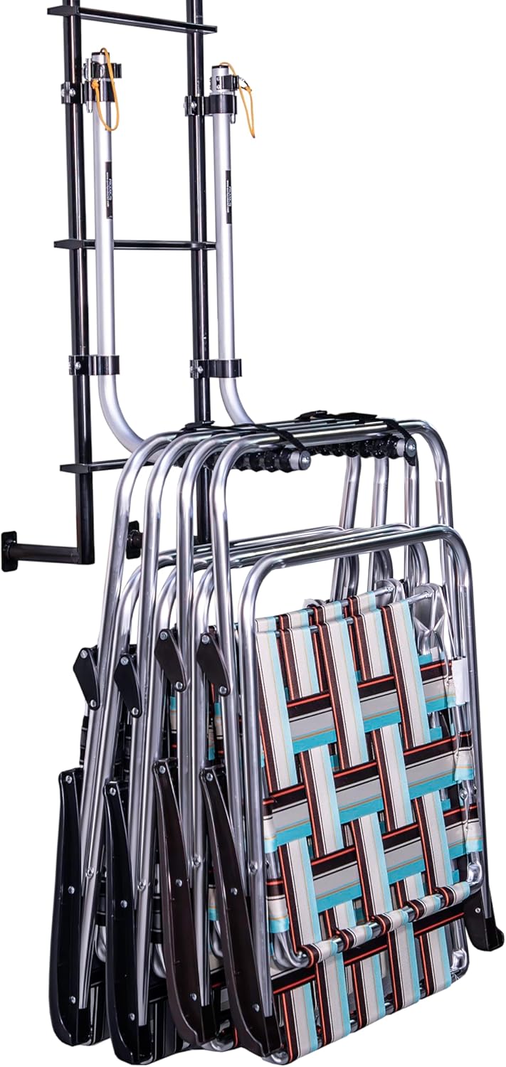 Quick Products QP-LA-104 Aluminum Ladder-Mount Folding Chair Rack for Standard RV Ladder