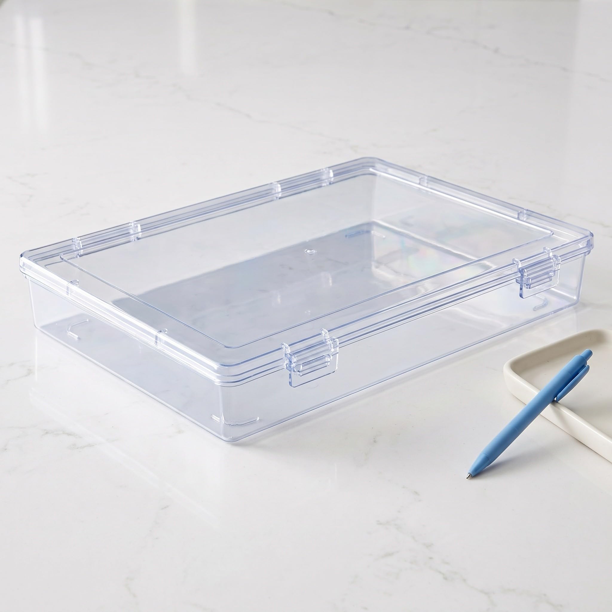 Toyvian 4 Piezas Caja Organizadora Transparente con Diseño Apilable A4 de Plástico y Tapa para Documentos y Archivos Adecuado para Reuniones y Uso en Casa