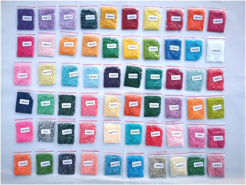 5D Shiny AB Round Drills AB Diamond Rhinestone for Diamond Painting 35 Colors Zipper Bag (2000pcs)