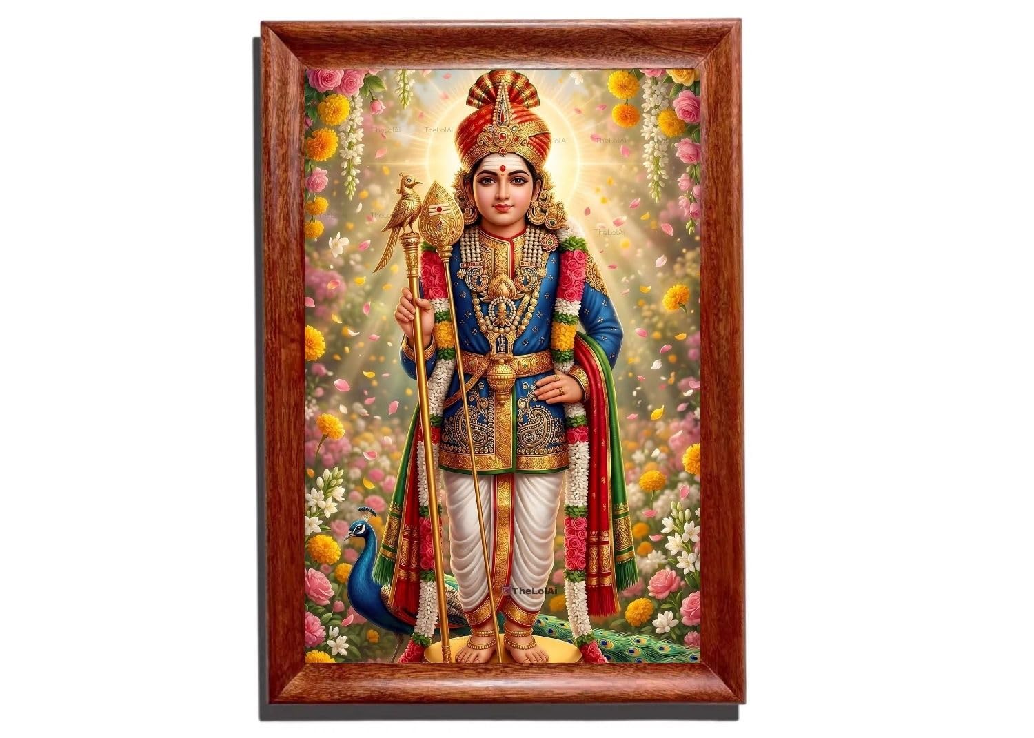 Lord Murugan Raja Alangaram Photo Frame, 12 x 8 inches | Wood Frame, Fiber Glass Cover, MDF Backing, Wall Hanging, Vibrant Print-image-22