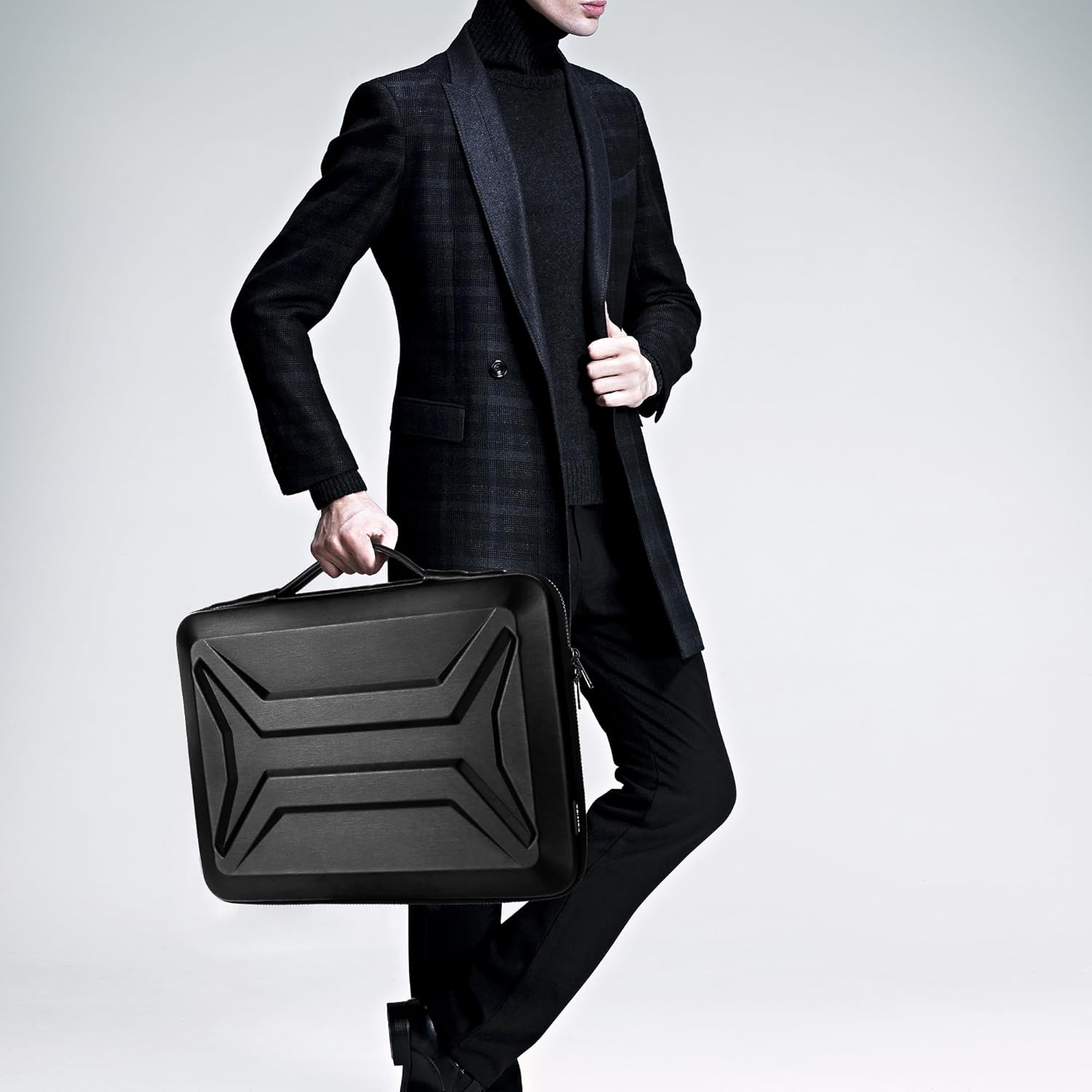 DOMISO 15.6-16 Inch Laptop Hard Case, Waterproof Shockproof Hard Shell Laptop Sleeve Protective Carrying Case with Retractable Handle for Macbook Pro/Lenovo IdeaPad Legion/HP ENVY/Dell XPS,Black - Image 2