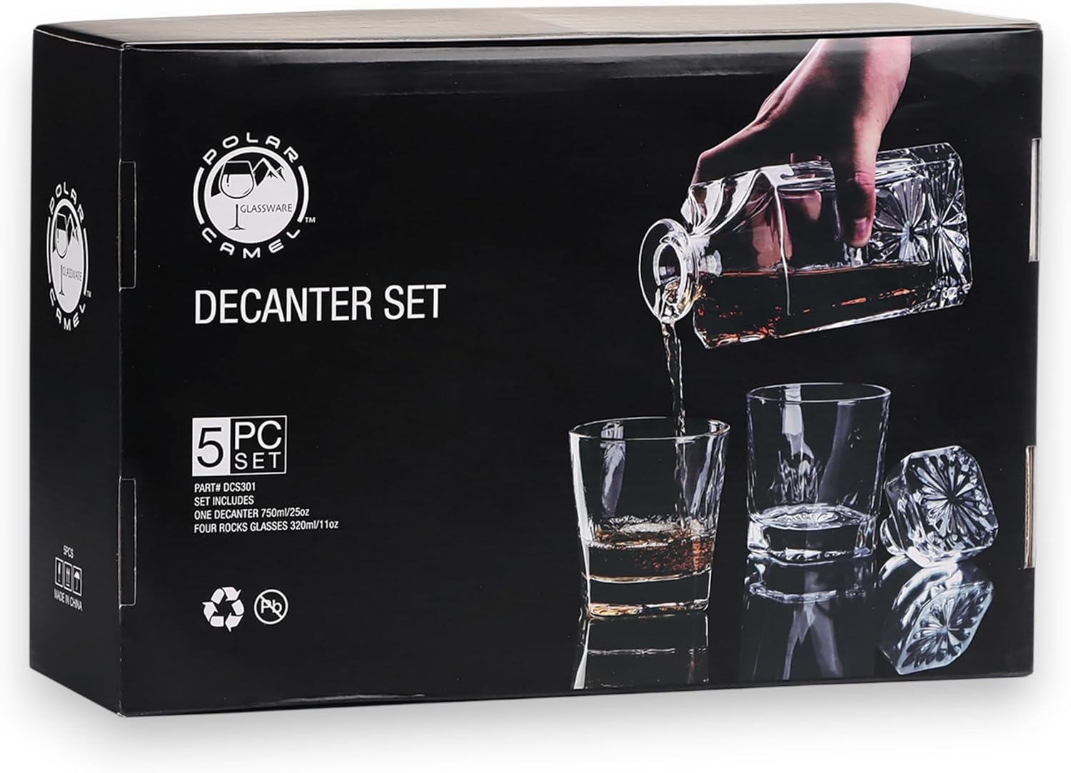 750ml Decanter Set - Fish Hook - with four 11oz glasses (NOT PERSONALIZED)