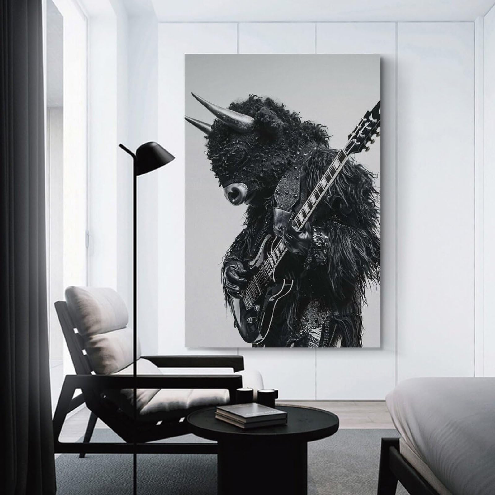 Junmoney Bison Guitar Wall Picture Print 24x36inch(60x90cm), for Corridors, Hallways Or Apartment Entries, Decorative Canvas Styling for Entry Areas