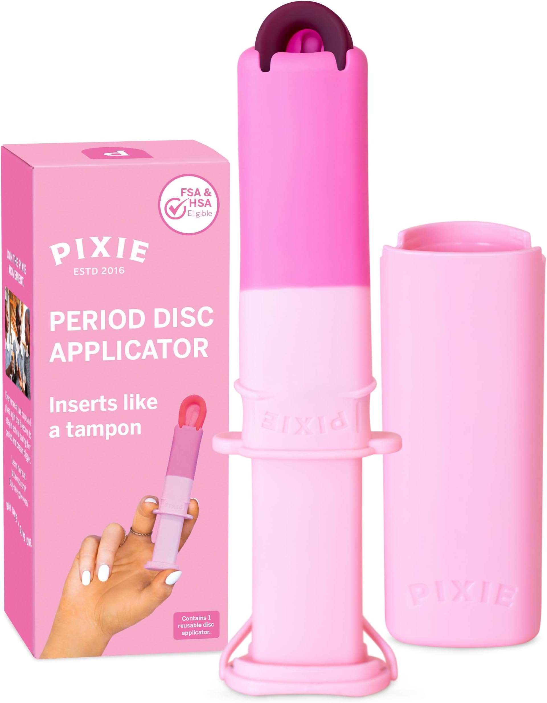 Pixie Menstrual Disc Applicator for Feminine Care - Inserts Like A Tampon - Every Woman Can Now Use Period Discs - Perfect for Long Nails - Self Sanitizer TPE Properties (Disc Applicator)