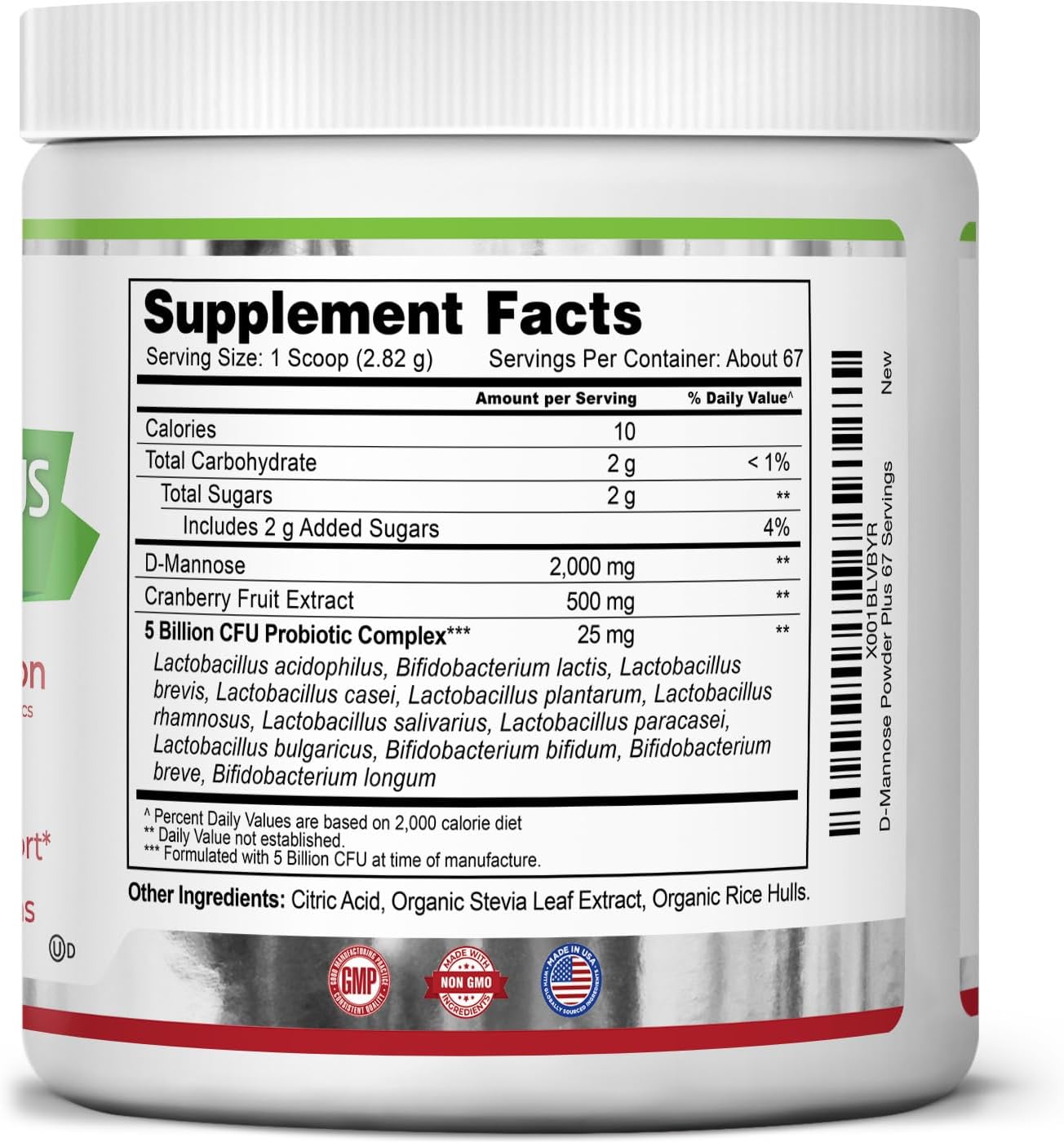 Zazzee D-Mannose Powder Plus, 2000 mg, 67 Servings, Potent & Fast-Acting, Plus 5 Billion CFU Probiotics and Pure Cranberry Juice Extract, Kosher, Free Scoop, 6.67 Oz, Gluten-Free, Non-GMO All-Natural - Image 6