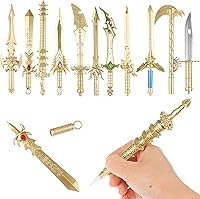 Vista 2 de 24-Piece Ancient Sword Shape Gel Ink Pens Set - Fun Novelty Pens in Black Ink, Plastic Material for School, Office, Writing, Birthday Party