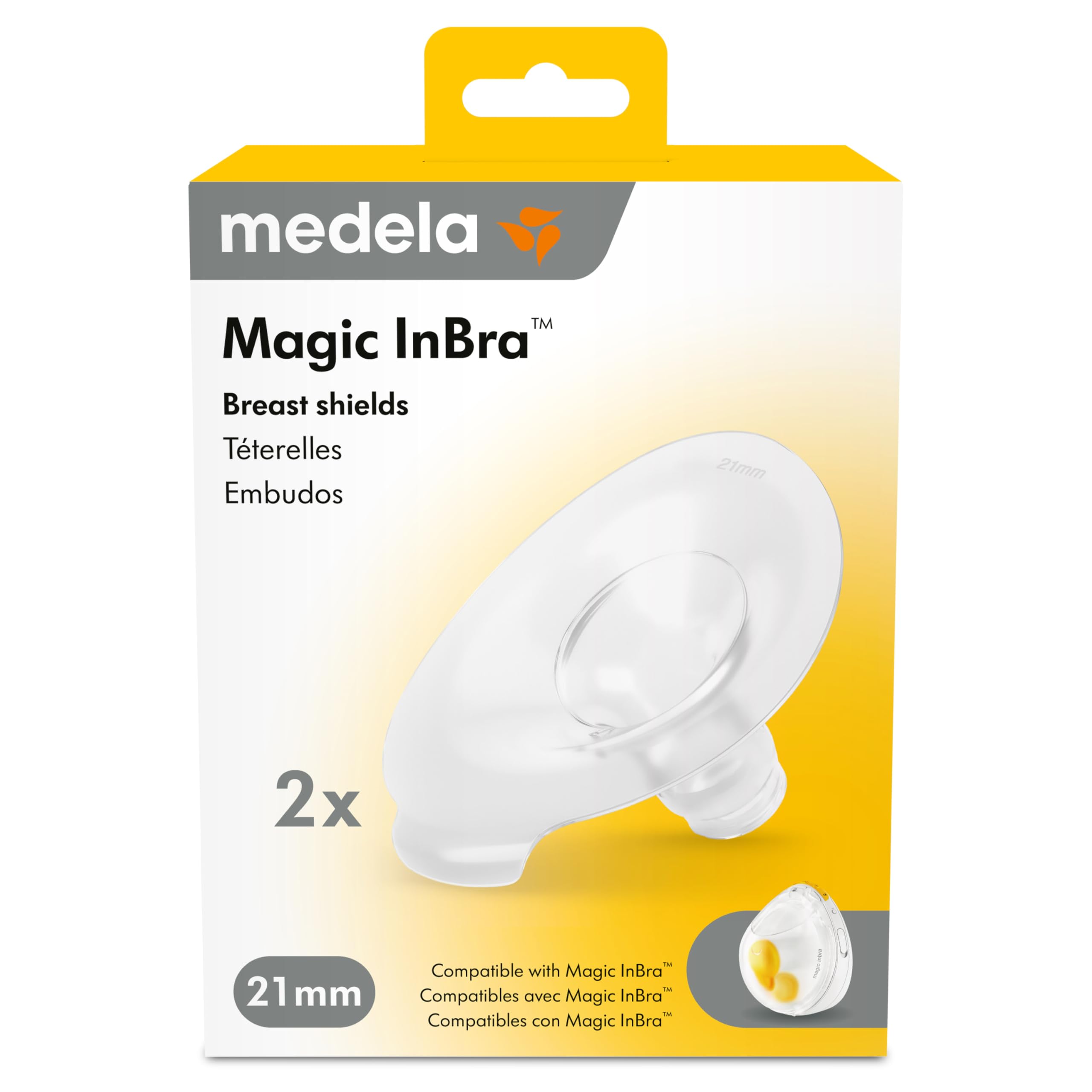 Medela Magic InBra osłony piersi, 2 sztuki kołnierzy laktatora 21 mm, wykonane bez BPA