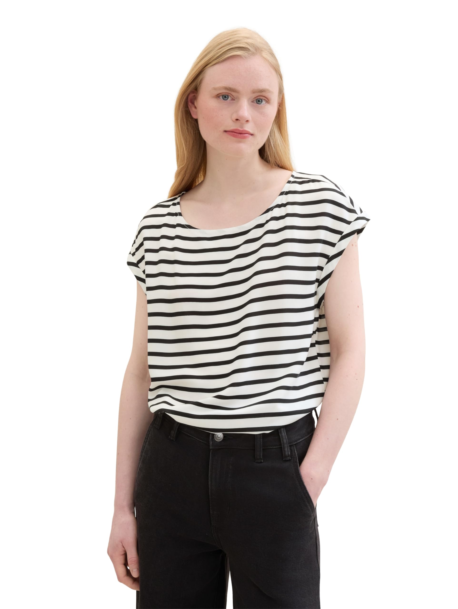 TOM TAILOR Denim Women's Blouse, 32615 - White Black Stripe, S
