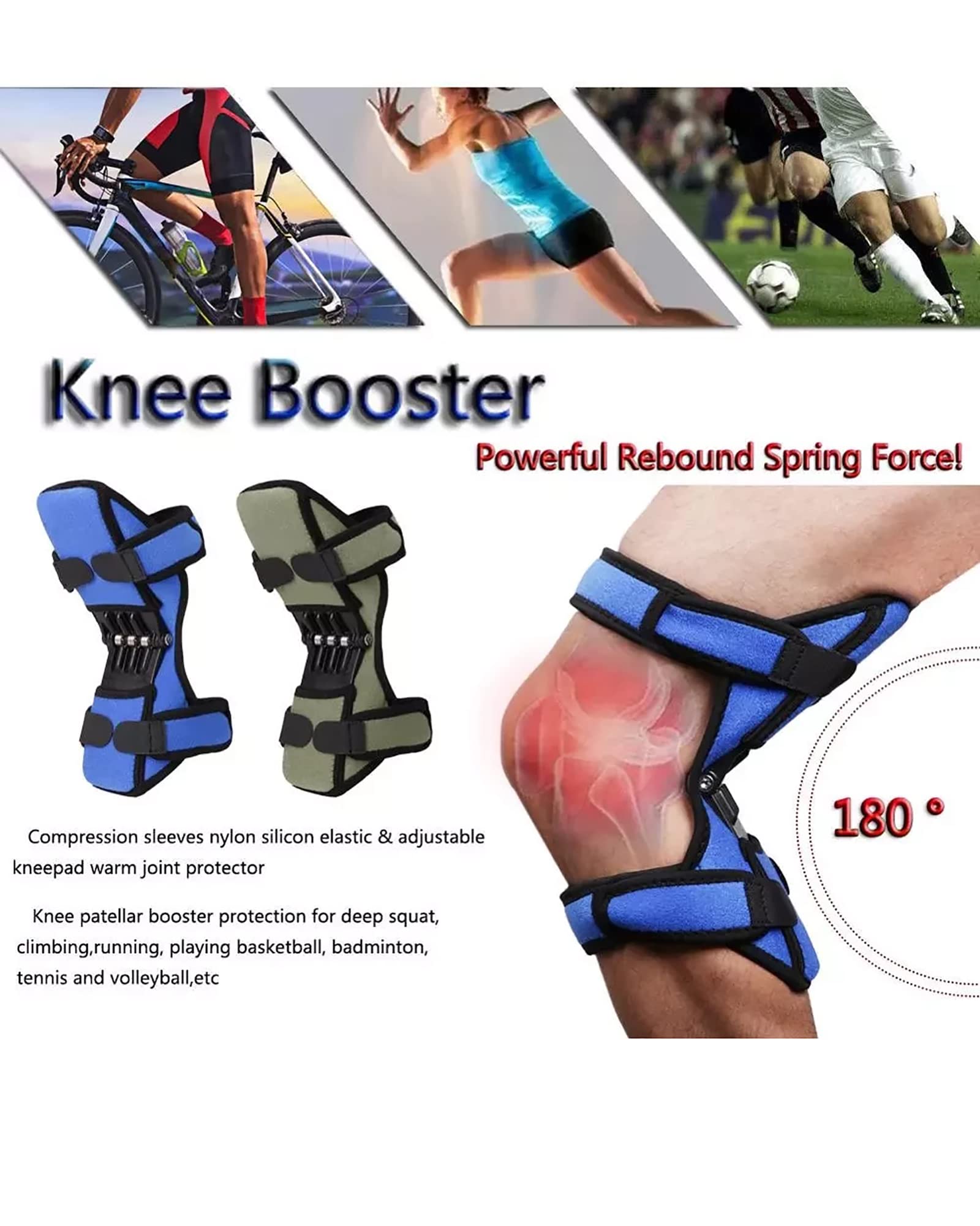 Genérico Rodillera con De Resortes, Transpirable Y Antideslizante, con Correas Ajustables, Que Reduce La Presión En La Rodilla, Ideal para Senderismo Y Trekking