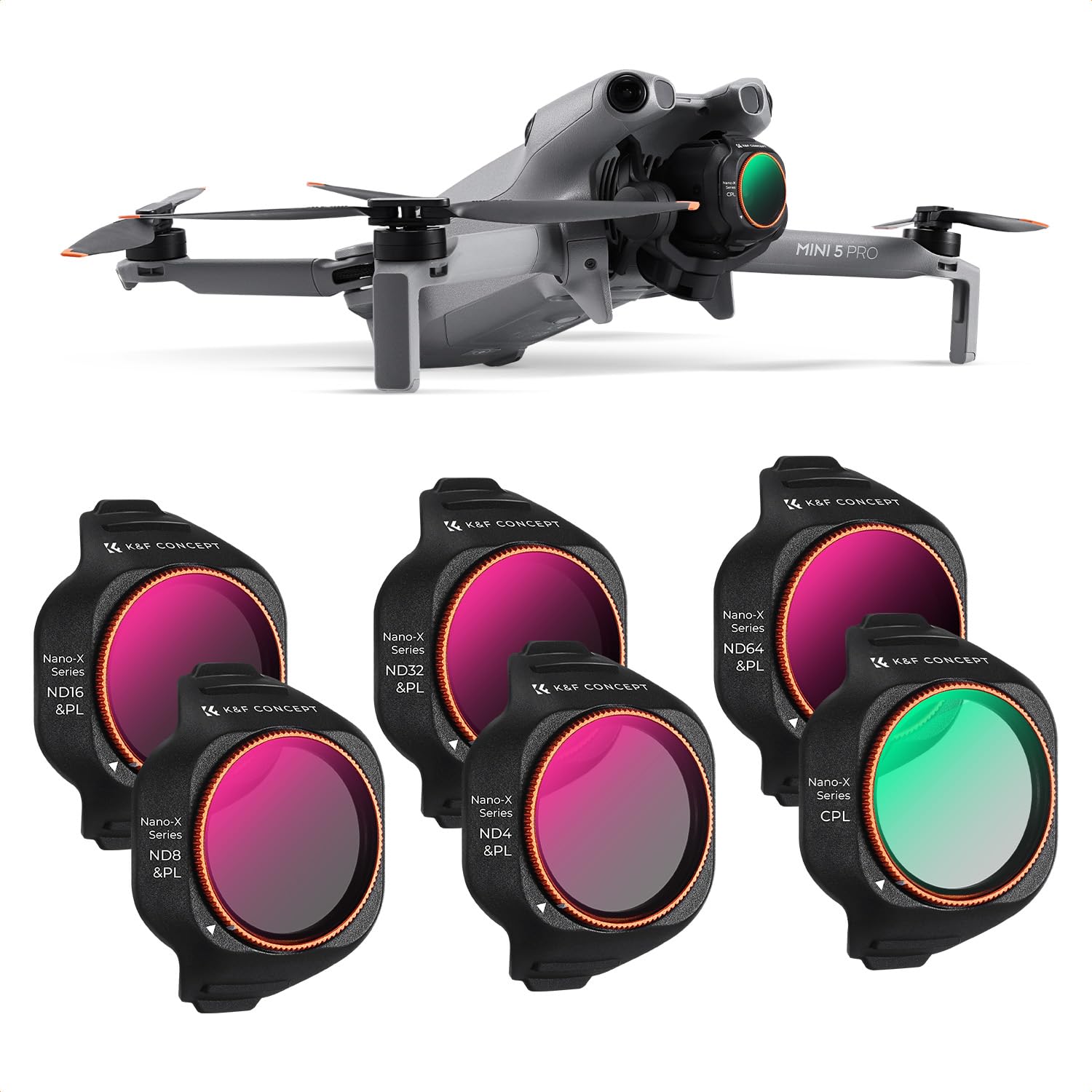 K&F CONCEPT Mini 5 Pro Bright Day ND/PL,CPL Filter,6 Stück CPL, ND4&PL,ND8&PL,ND16&PL,ND32&PL,ND64&PL Filter Kompatibel mit DJI Mini 5 Pro
