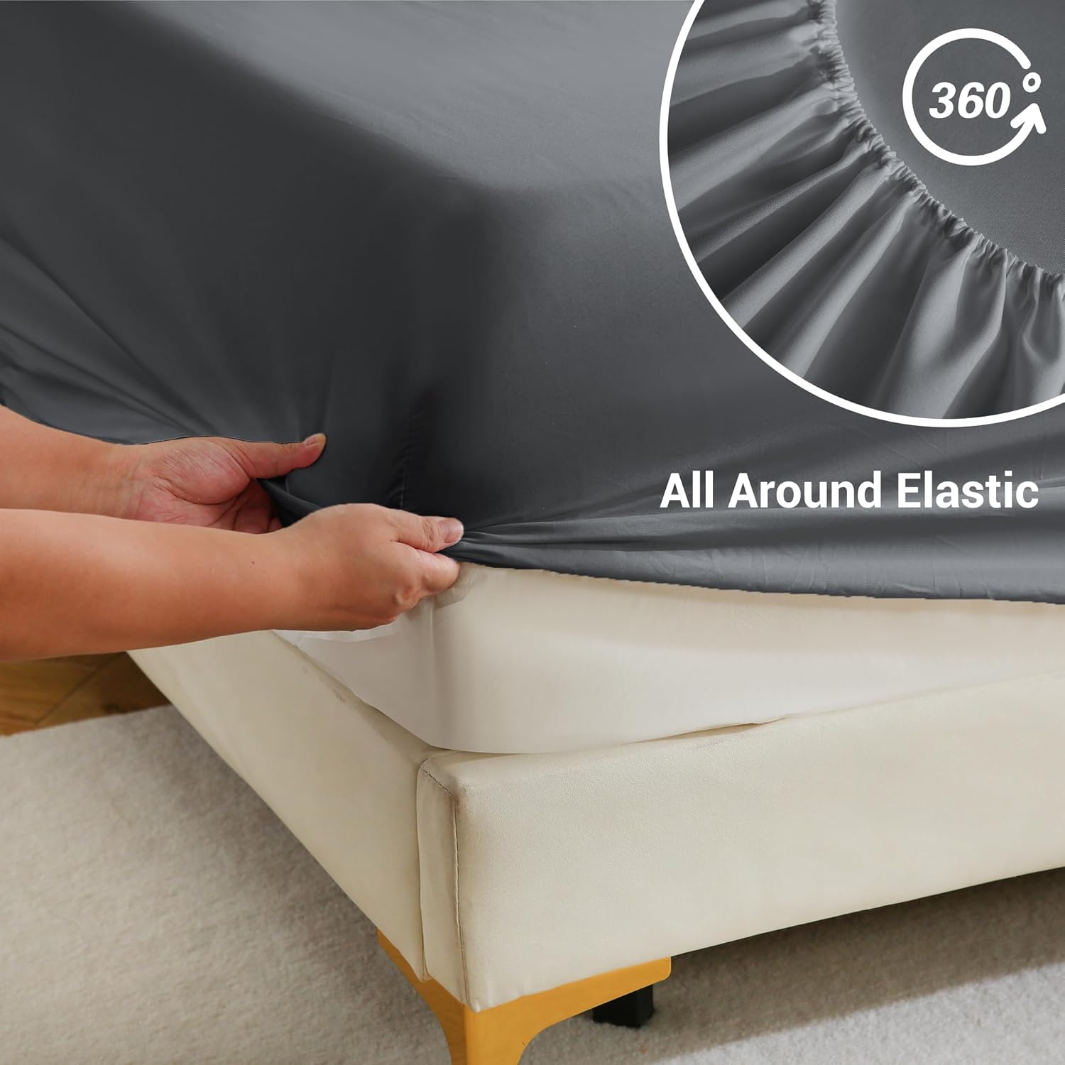 Bulk Twin Fitted Sheet Only Deep Pocket 6 Pack, Quick Sort Bottom Bed Sheets Color-Coded Label Threads, Soft Brushed Microfiber Hotel Motel Airb&bs Essentials for Hosts(Gray, 39"x75")