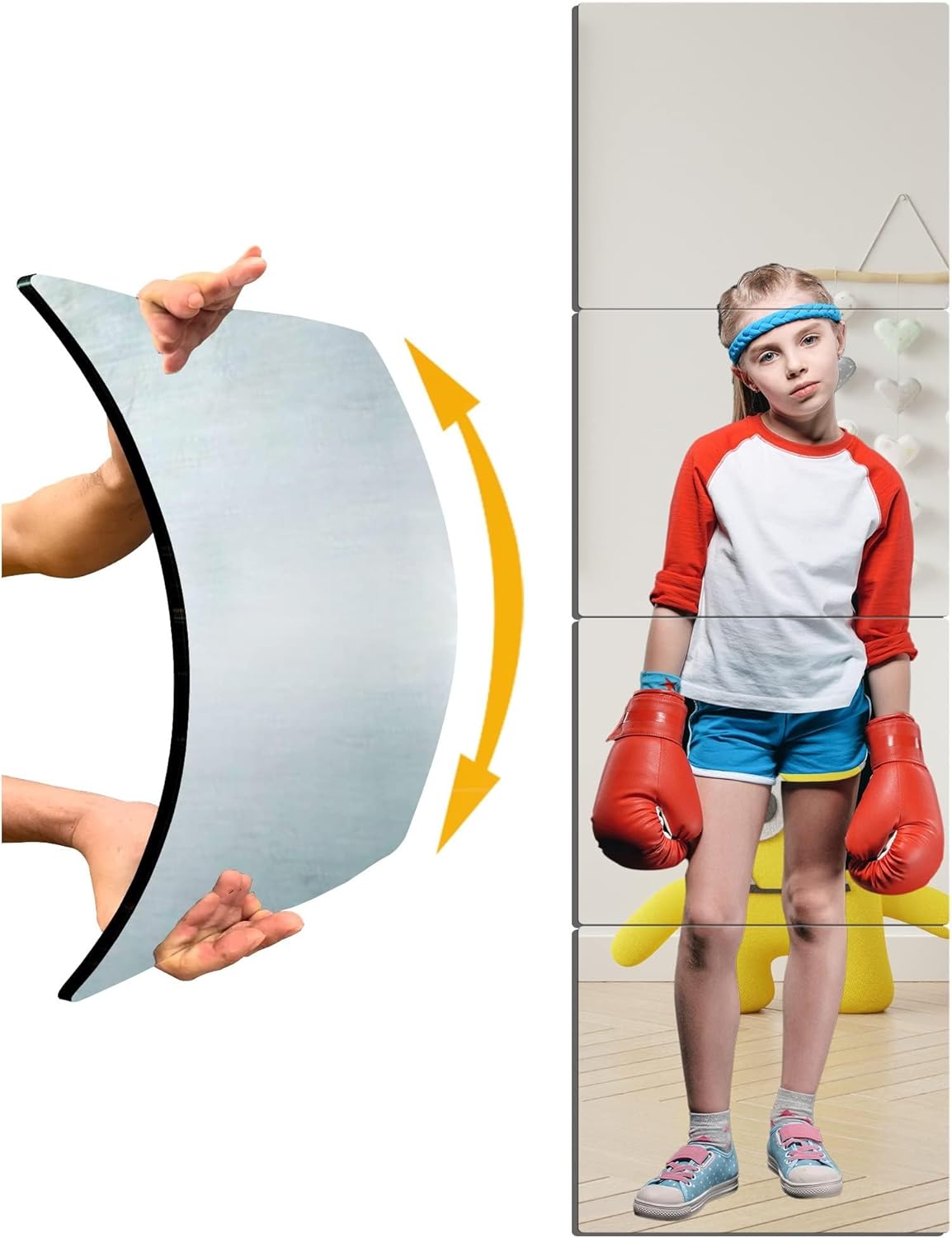 Unbreakable Door Mirror Full Length, Full Body Mirror for Kids, 4Pack 16 x16 inch, Shatterproof Plexiglass Long Mirrors for Bedroom Closet, Children Plastic Mirrors Non Glass Stick on miroir 64"L x 16"W