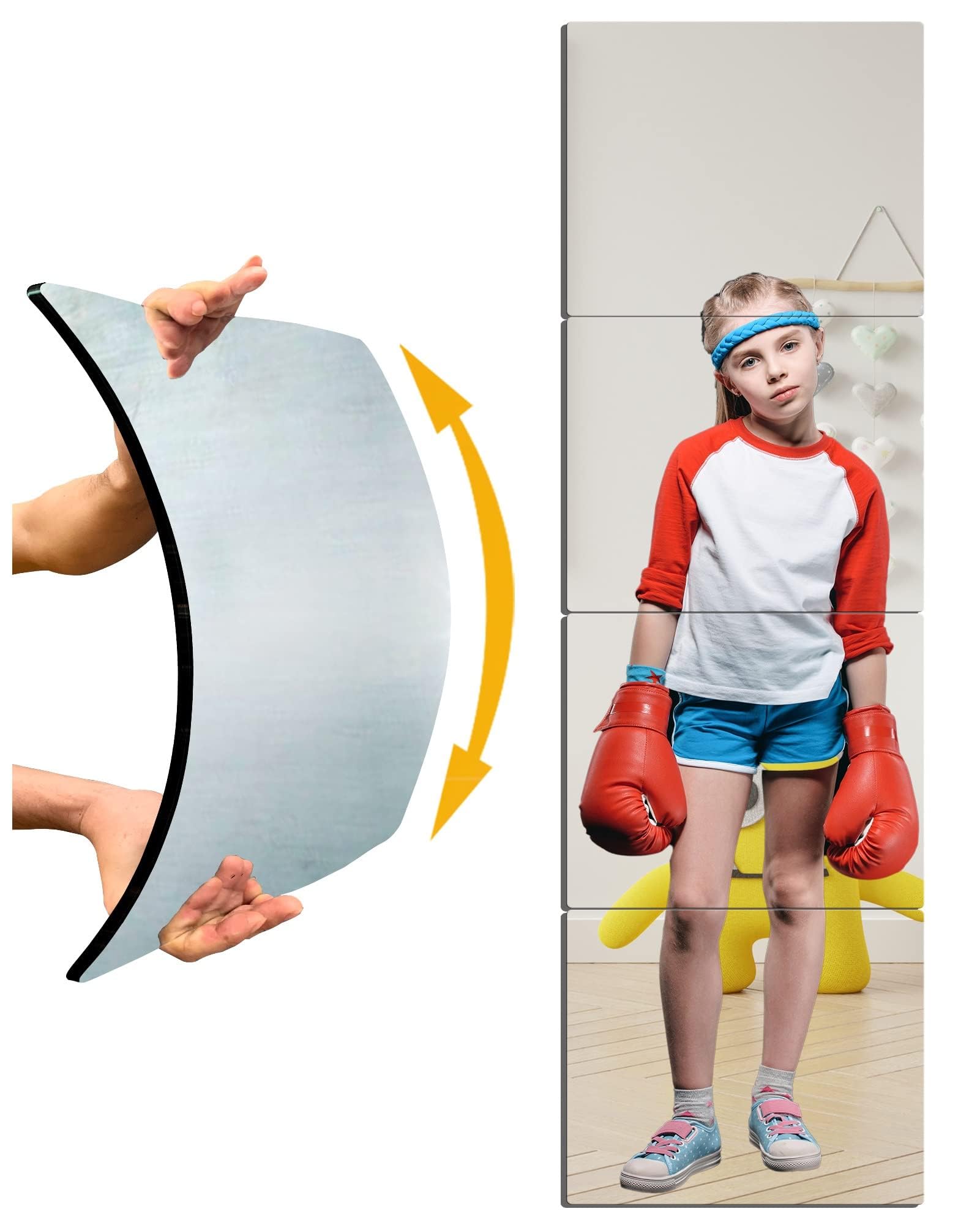 Unbreakable Door Mirror Full Length, Full Body Mirror for Kids, 1Pack 7.8 x7.8 in, Shatterproof Plexiglass Long Mirrors for Bedroom Closet, Children Plastic Mirrors Non Glass Stick on miroir-picture-28