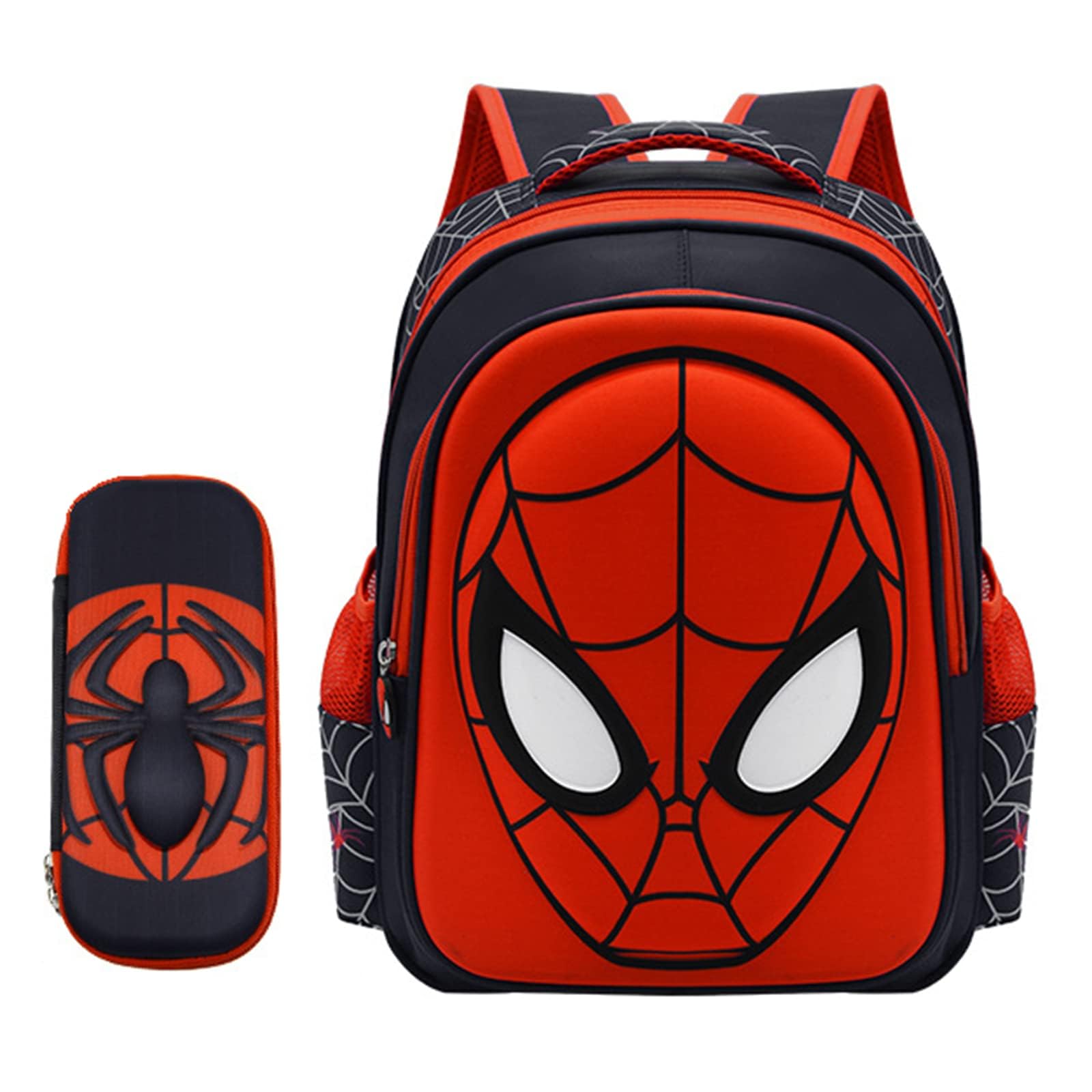 ChielorKids School Backpack, 15in Cartoon Spider Schoolbag with Pencil Case 3D Waterproof Book Bag for Elementary Boys Large Capacity Back to School Supplies Birthday
