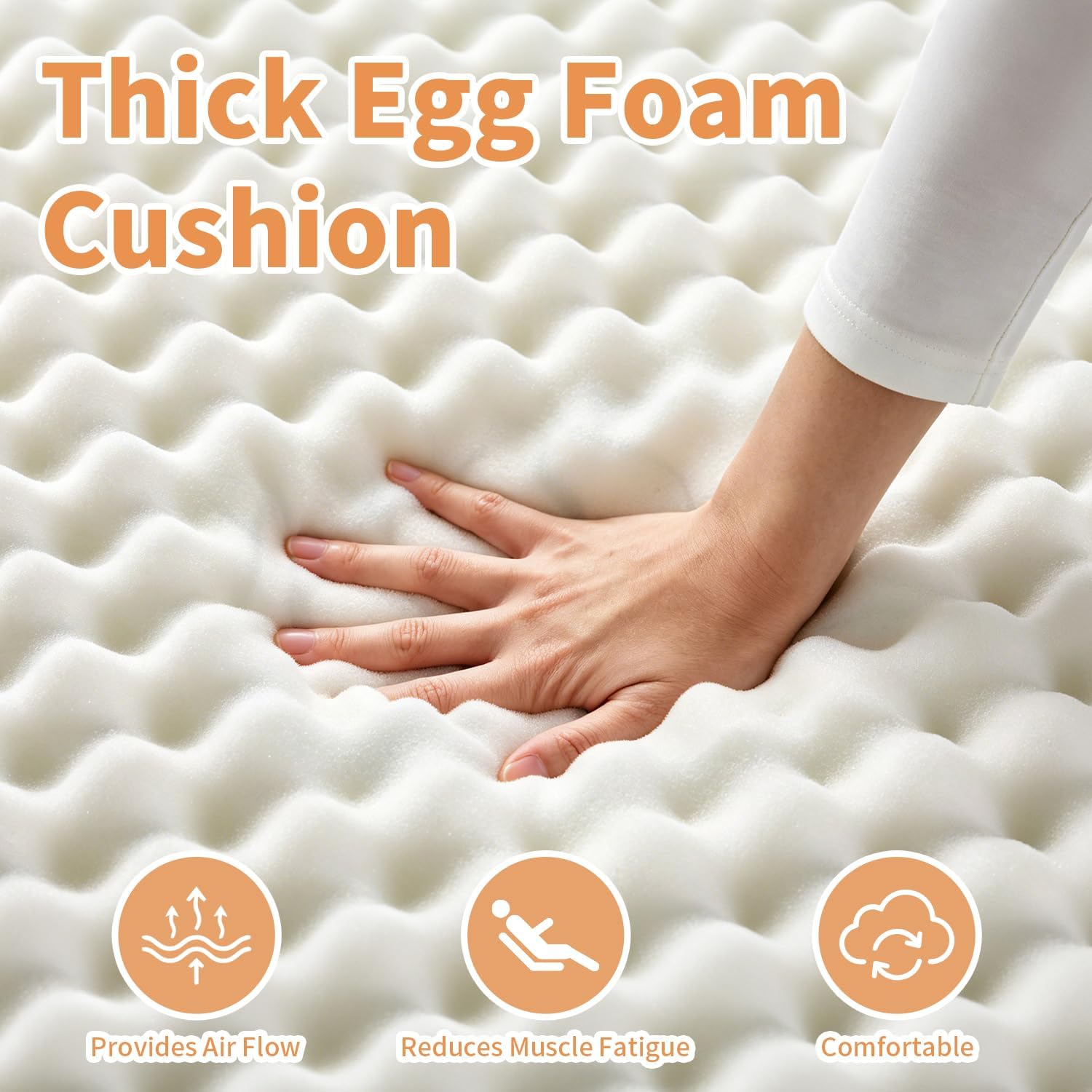 Recliner Cushions for Elderly with Back Support, 20x20x5 Inch Extra Thick Egg Crate Foam Non-Slip Chair Cushion for Seniors Reduces Muscle Fatigue and Provides Air Flow (Coffee)