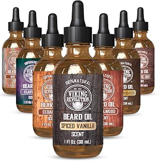 Viking Revolution Spiced Vanilla Beard Oil - Natural Argan & Jojoba for Soft, Strong, Itch-Free Men's Beards