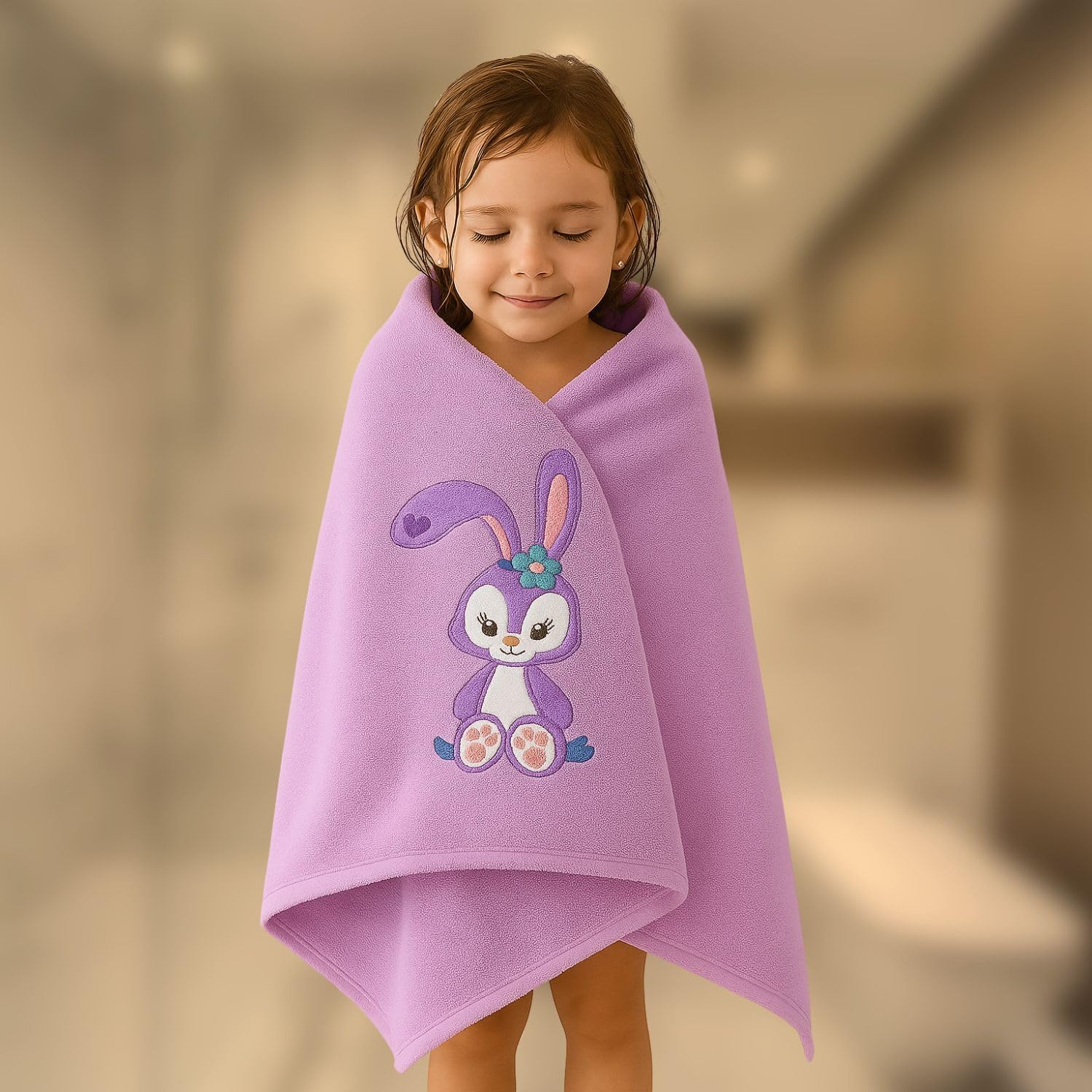 Comforic Microfiber Kids Bath Towel for Boys & Girls | Ultra Soft Quick Dry Baby Towel | Lightweight Newborn Bath Towel | 70x140cm (Purple)-image-8