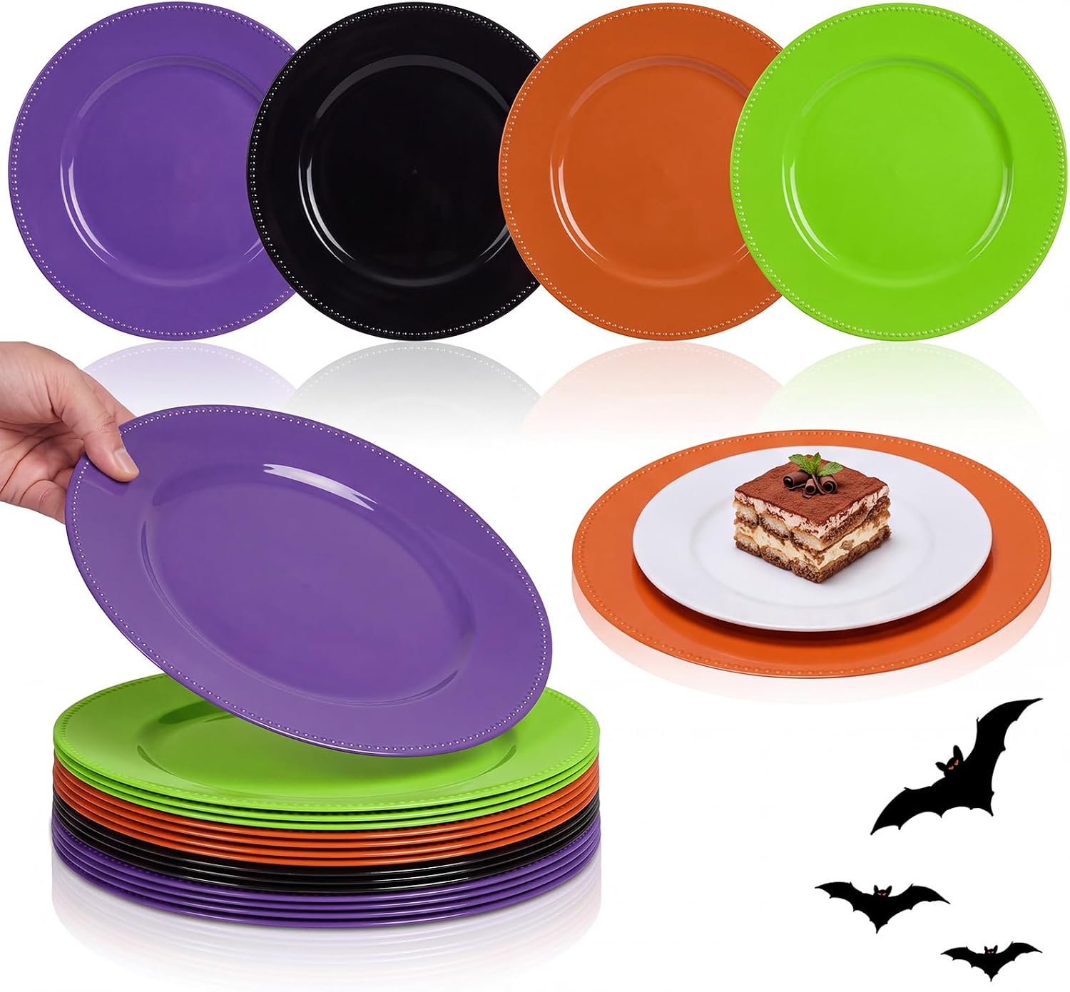 LemonRoad 12 Pcs Fall Charger Plates with Beaded Rim 13 Inch