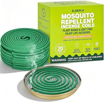 Mosquito Repellent Coils - Outdoor Citronella Incense Coil, Each Coil Burns for 8 HoursContains 20 coils & 1 Stands