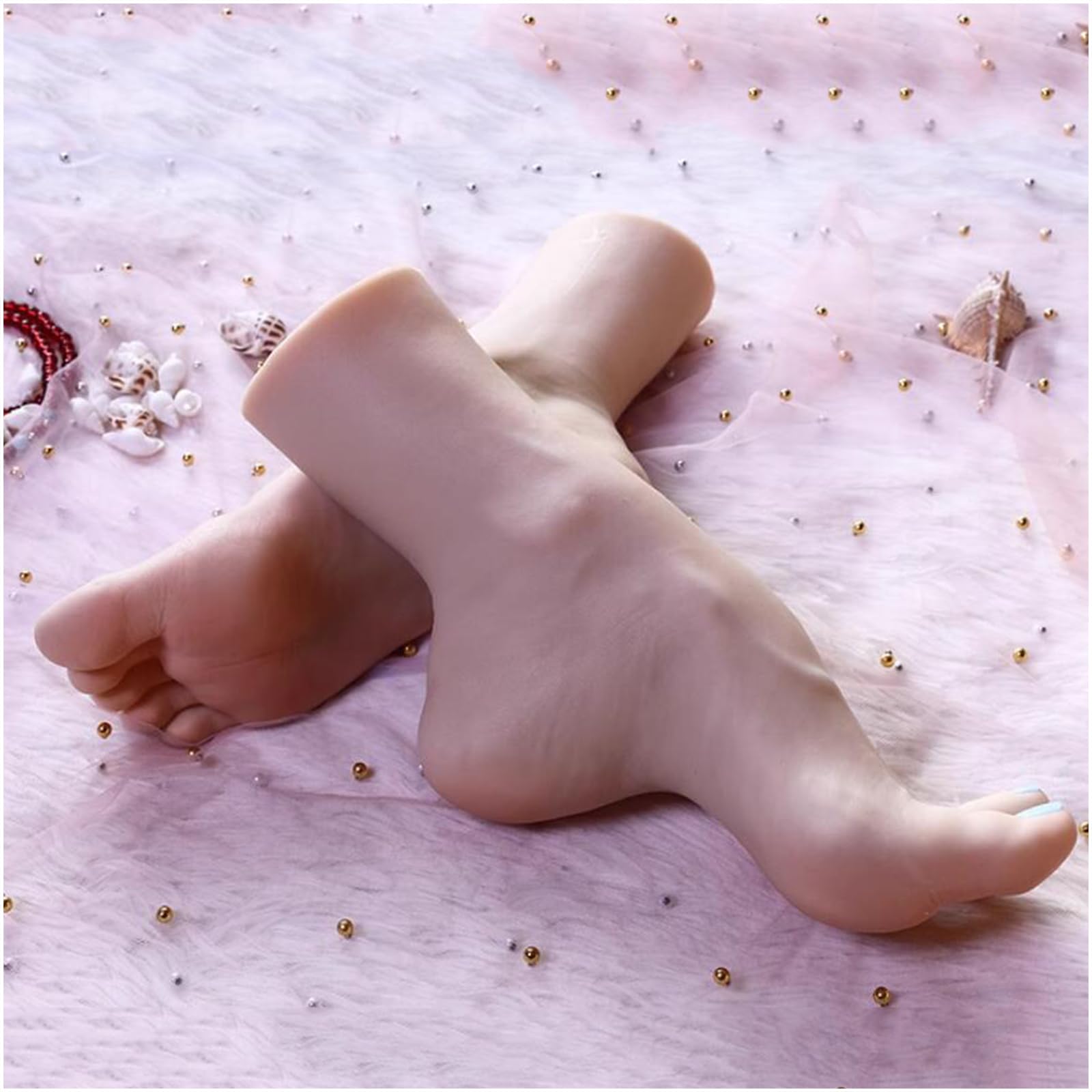 Manichino Realistico del Piede Piede Femminile a grandezza Naturale in Silicone Morbido con Scheletro Interno Mobile,Flesh,9inch