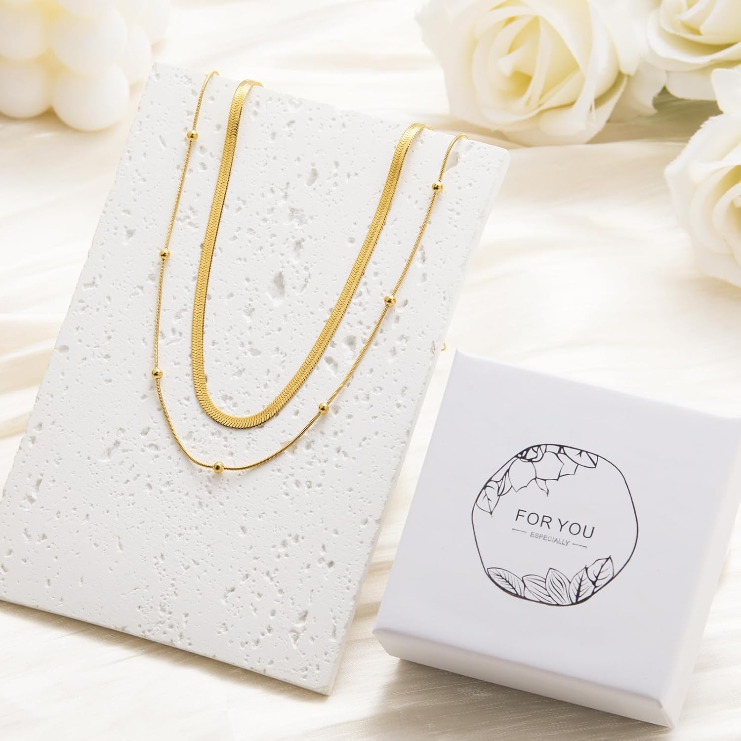 Gold Plated Stainless Steel Layered Choker Necklace Jewelry Gift for Women - Image 5