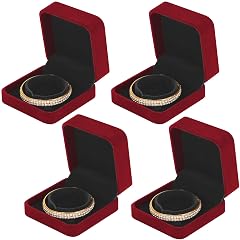 LETURE 4 Pieces Classic Velvet Bracelet Bangle Pendant Necklace Gift Box Travel Jewelry Box Display Storage Case for