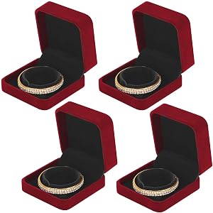 LETURE 4 Pieces Classic Velvet Bracelet Bangle Pendant Necklace Gift Box Travel Jewelry Box Display Storage Case for