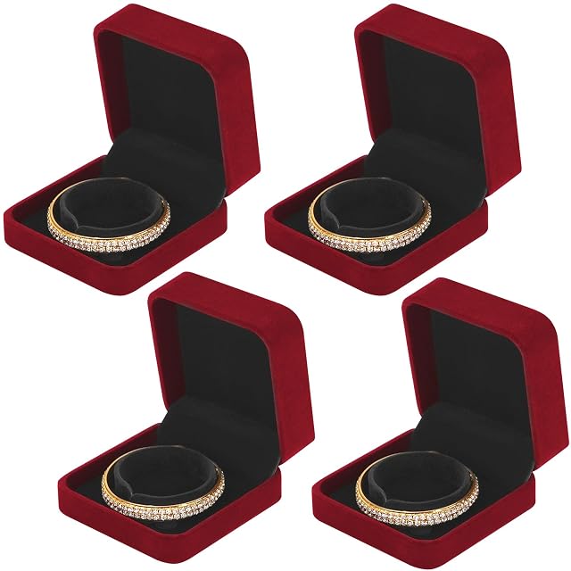 LETURE 4 Pieces Classic Velvet Bracelet Bangle Pendant Necklace Gift Box Travel Jewelry Box Display Storage Case for