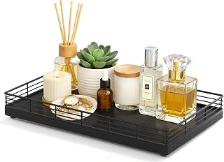 Bathroom Vanity Tray, 13" x 8" Oak Decorative Wooden Tray for Countertop
