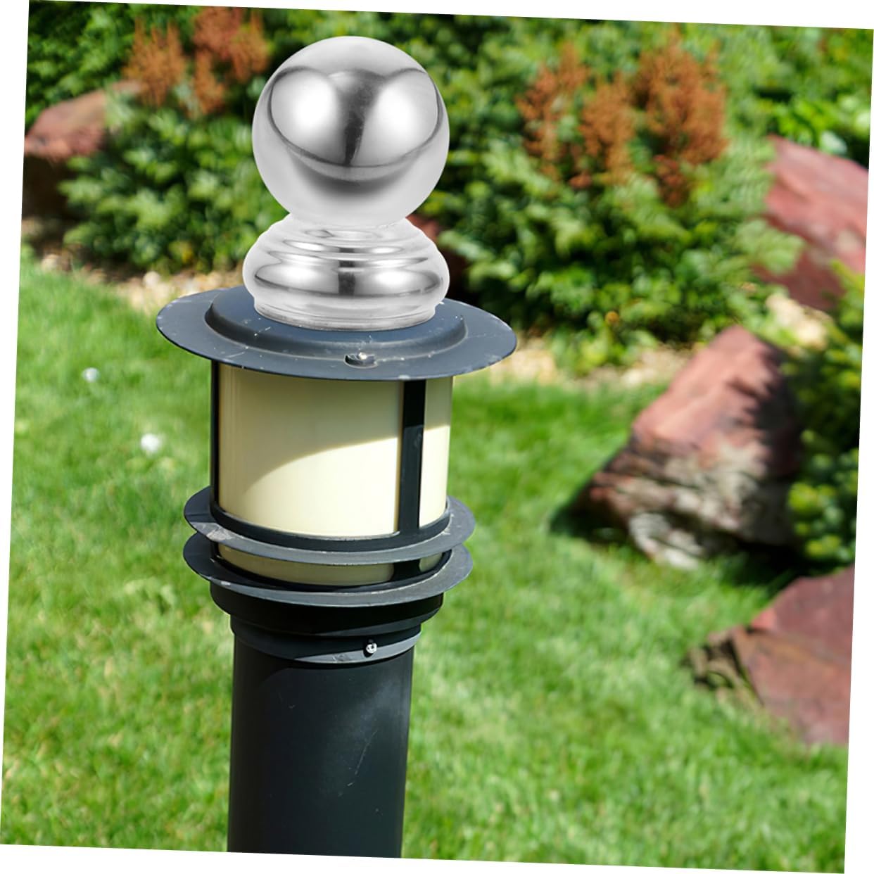 VANZACK 2pcs Garden Sphere Stand Stainless Steel Silver for Outdoor Gardens image 5