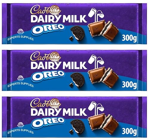Dairy Milk XL Mint Crisp, Biscoff, Wholenut, Fruit & Nuts, Oreo and Galaxy Chocolate Bar 280g to 360g, Perfect for Sharing For Christmas & New year (x3, Oreo XL 300g)
