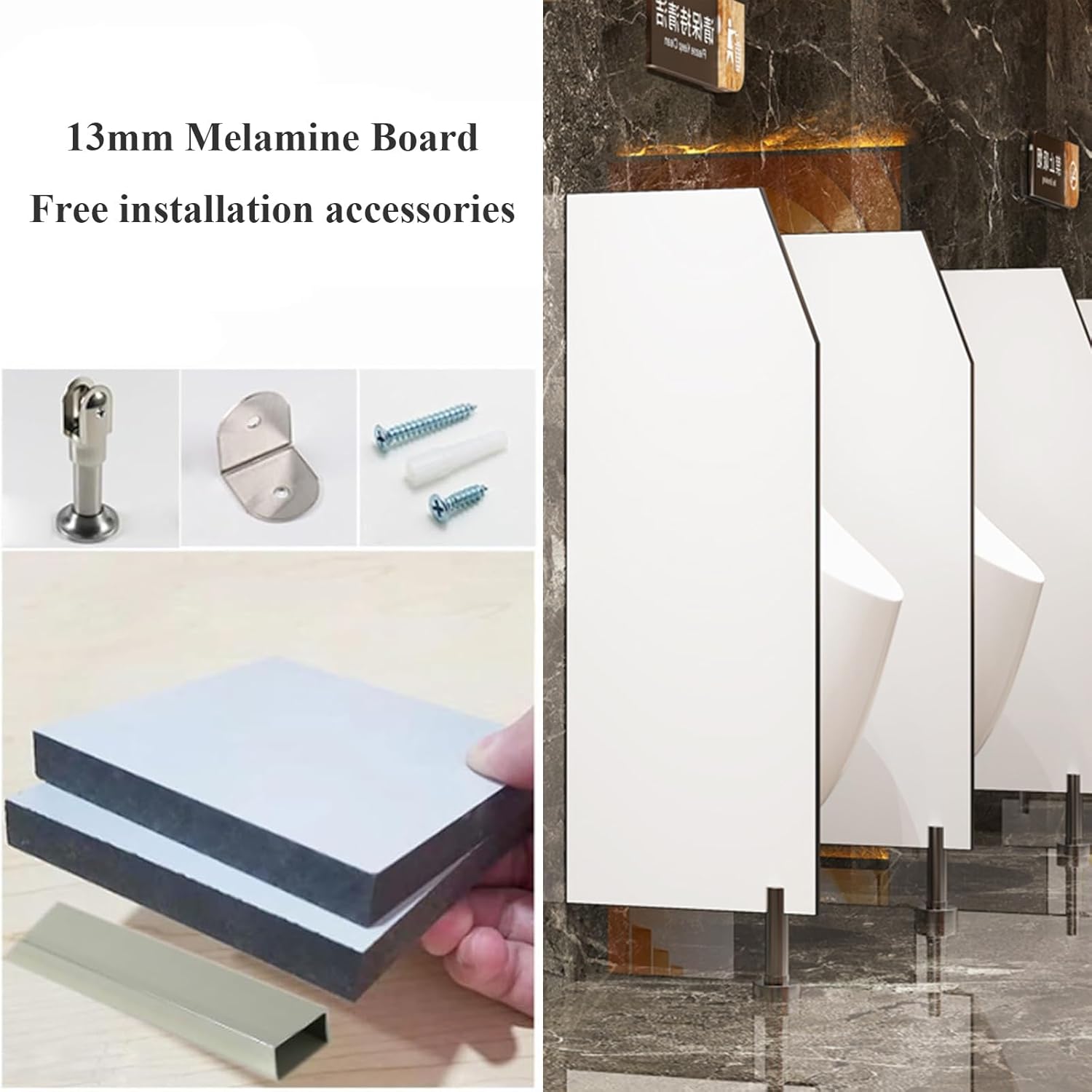 Stainless Steel Urinal Partition, Durable Privacy Screen for Enhanced Men's Restroom Privacy in Schools, Hospitals, and Companies