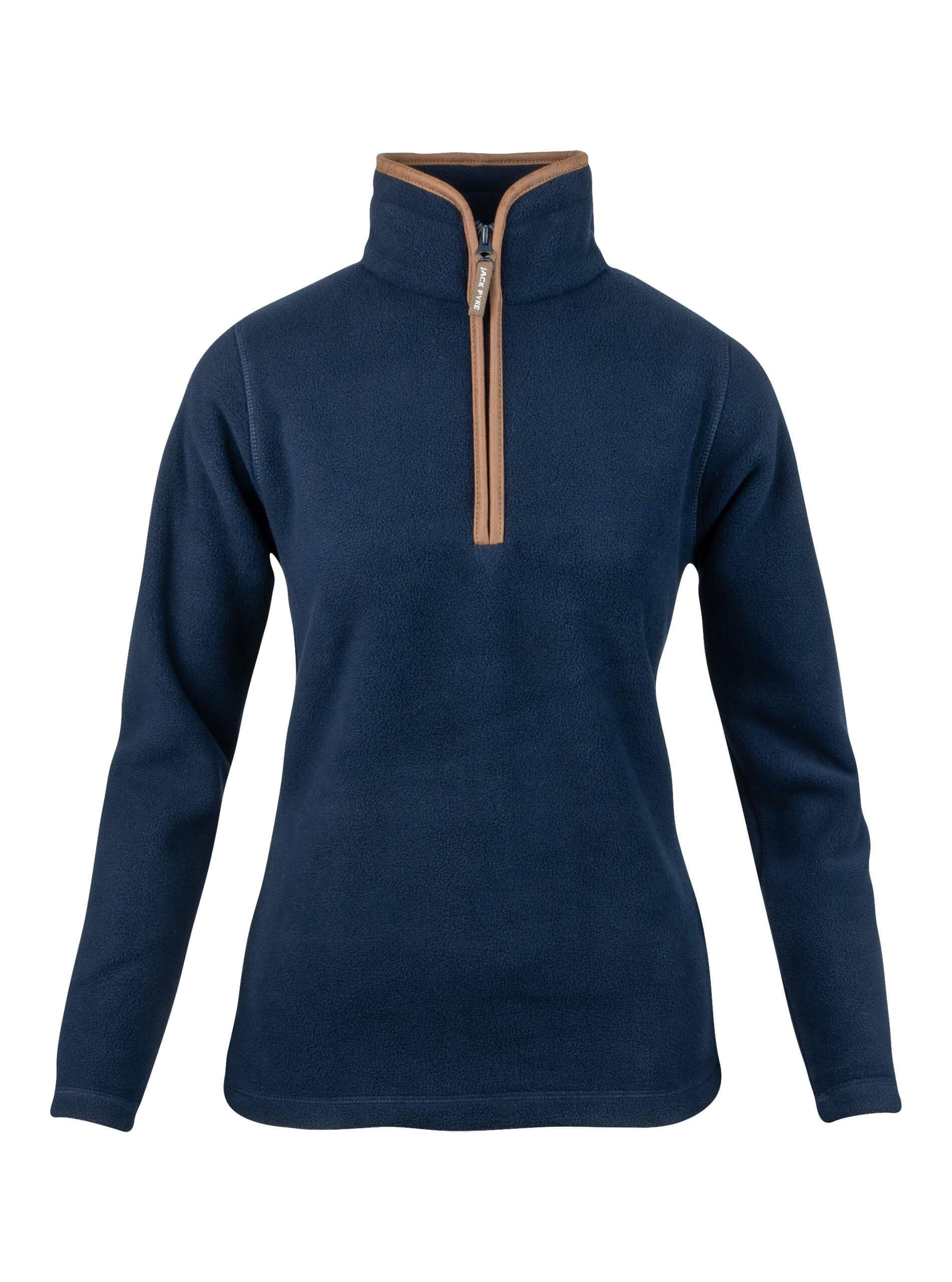 JACK PYKE Ladies Fleece Pullover – 300g Thermal Fleece Jacket, Quarter Zip Top, Nubuk Piping Detail, Elasticated Cuffs & Waist, Field Jumper for Hiking, Outdoor Wear - Navy, Medium