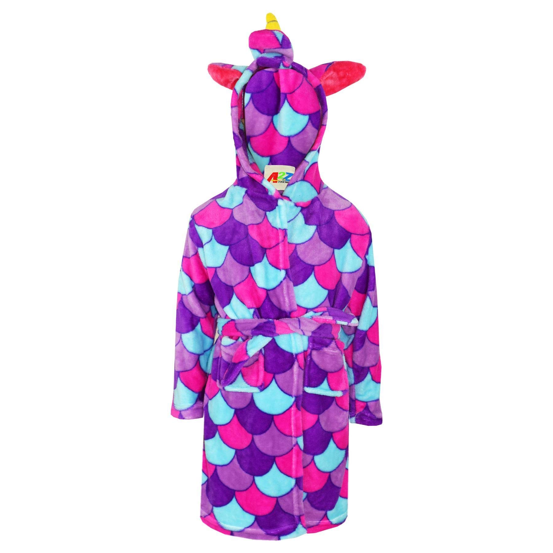 A2Z 4 KidsUnisex Super Soft 3D Animal Cow Detail Bathrobe Dressing Gown Nightwear Fleece Hooded Loungewear Robe Gifts for Childrens Girls Boys Age 2-3, 3-4, 5-6, 6-7, 7-8, 9-10, 11-12 & 13 Years