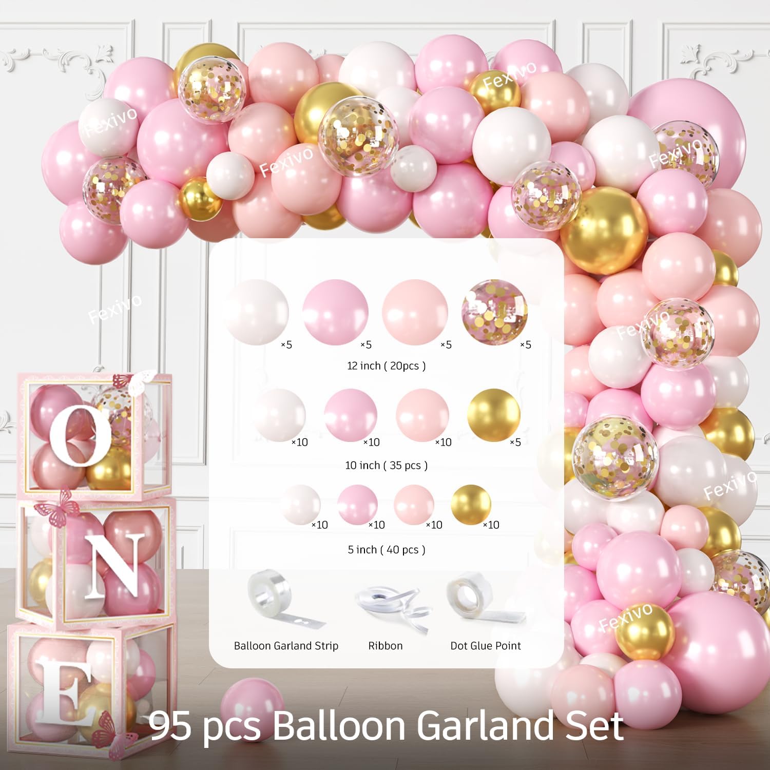 258 PCS Princess First Birthday Decorations, Once Upon A Time Birthday Party Pack Serves 25, with Balloon, Banner, Backdrop, Plates and Napkins, for Girl's First Birthday
