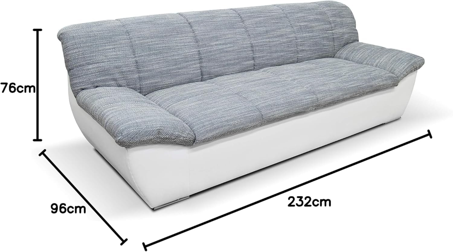DOMO. collection Sofa Splash, 3 Sitzer, Couch, Polstergarnitur, 232 x 96 x 76 cm (BxTxH), weiß-grau