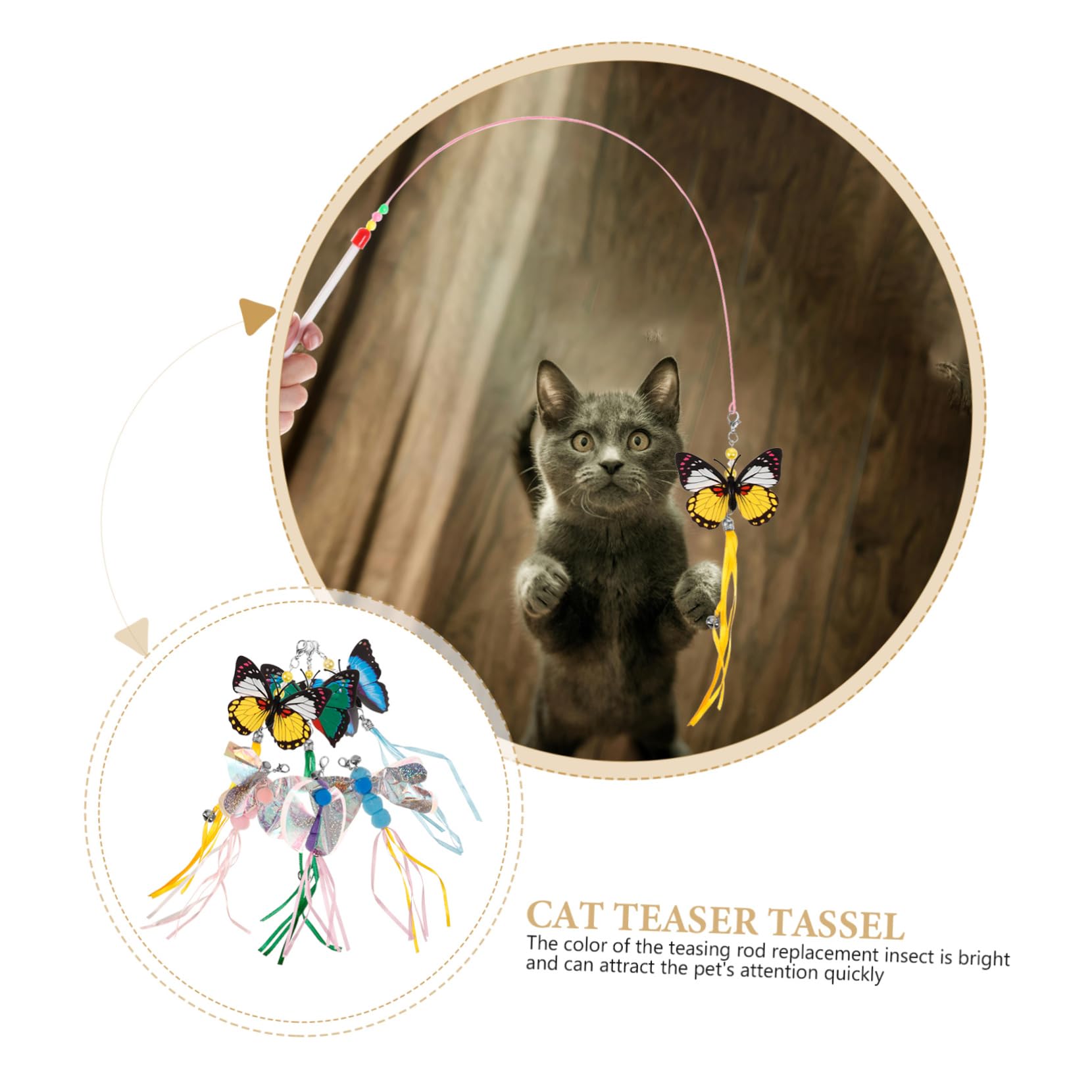 INOOMP 30pièces Accessoires De Remplacement pour De Chat Jouets Insectes Libellule Coccinelle Abeille Interactifs Et Ludiques pour Chats Et Chatons