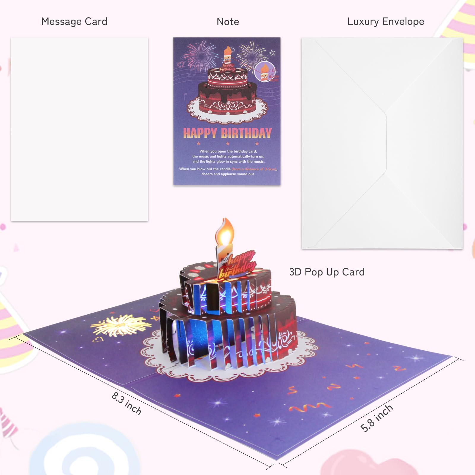 Amazon.com : XTF2015 Birthday Cards Fireworks 3D Pop Up Chocolate