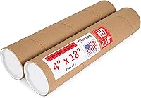 Vista 17 de Tubo de cartón reforzado resistente de 3 x 18 pulgadas, paquete de 2 tubos con 4 tapas, seguro aprobado por USPS, ideal para envío y almacenamiento