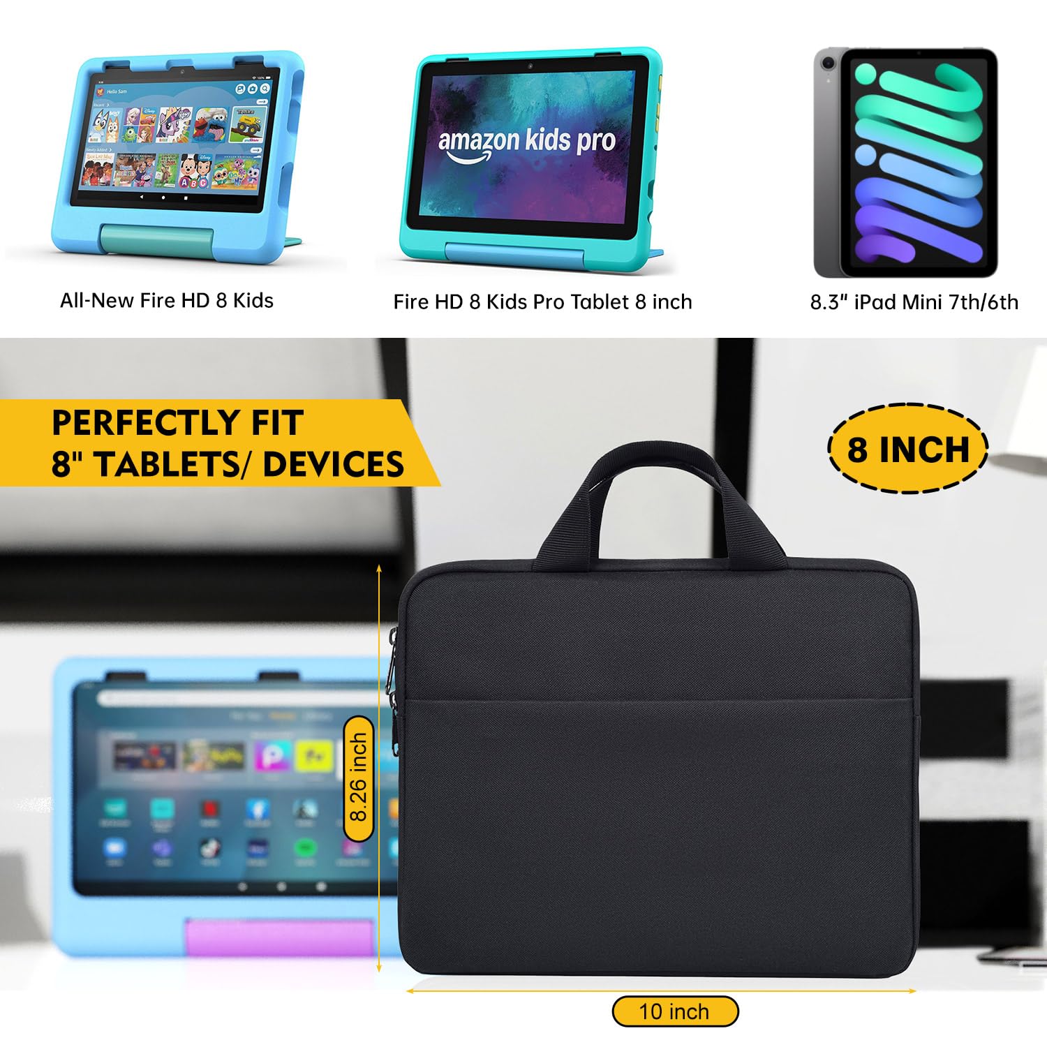 Amazon Fire タブレット キッズ本体/保護ケース/キャリングバッグ付 Amazon.co.jp: 8インチの子供用キャリータブレットスリーブバッグ、8.3