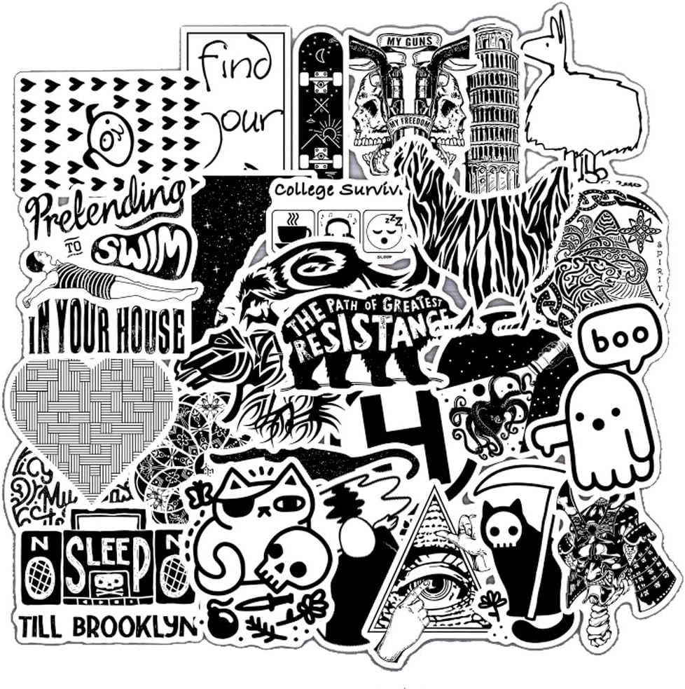 Skateboard Sticker for Teens Girls , Waterproof Metallic Bomb Stickers for Laptop Luggage Water Bottles Motorcycle Bicycle Trendy Decals Pack 52pcs