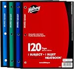 Hilroy Neatbook 1-Subject Notebook, Wireless, 8” x 10.5”, 160 Pages/80 Sheets, Assorted Colours, 1 Notebook, Colour May Vary (05627)